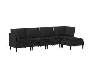 HETFTJN Ensemble de Meubles de Salon 5 Pièces, Canapé Modulable en Tissu Noir avec 2 Canapés d'angle, 2 Canapés Centraux, 1 Pouf et Coussins de Dossier pour Séjour