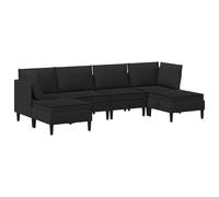 HETFTJN Ensemble de Meubles de Salon 6 Pièces Canapé Modulable en Tissu Noir, Salon Complet avec 2 Canapés d'angle, 2 Canapés Centraux et 2 Poufs pour Séjour Moderne