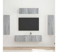 HETFTJN Ensemble de meubles TV gris Sonoma - 31 x 30 x 100 cm - Montage mural - Pour un rangement peu encombrant - Design moderne avec étagères et compartiments - Pour salon, coin divertissement