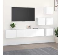 HETFTJN Ensemble de meubles TV, montage mural, en bois, blanc, 4 x 30,5 x 30 x 30 cm, 2 x 80 x 30 x 30 cm, design moderne, espace de rangement pour salon, couloir et chambre à coucher