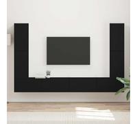 HETFTJN Ensemble de meubles TV noirs en bois massif 30 x 31 x 60 cm - Buffet bas moderne avec tiroirs et portes - Espace de rangement pour TV, console de jeu, salon, bureau, chambre à coucher