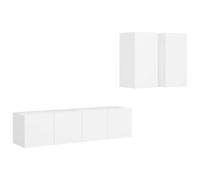 HETFTJN Ensemble de Meubles TV Suspendus 4 Pièces Blanc, Meuble TV Mural Moderne en Bois d'Ingénierie, Armoire HiFi Flottante de Salon avec Grand Espace de Rangement