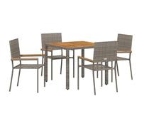 HETFTJN Ensemble de Salle à Manger pour Jardin, Salon Repas extérieur en polyrotin et Acier, Table et chaises avec accoudoirs en Bois d'acacia, Design Moderne, Gris