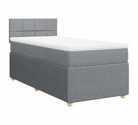 HETFTJN Ensemble Lit 90x190 cm avec Matelas Ressorts Ensachés et Surmatelas, Cadre de Lit à Sommier Tapissier en Tissu avec Tête de Lit pour Chambre Simple, Gris Clair