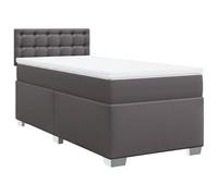 HETFTJN Ensemble Lit Complet 90x190 cm avec Matelas à Ressorts Ensachés et Surmatelas, Lit Simple 1 Place en Similicuir Gris avec Sommier à Lattes et Tête de Lit pour Chambre