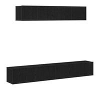 HETFTJN Ensemble Meuble TV Mural 4 Pièces Chêne Noir, Meubles de Salon Suspendus en Bois d'Ingénierie, Rangement Média avec Portes à Charnières pour Salon et Studio Moderne