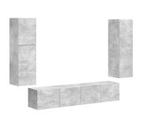 HETFTJN Ensemble Meuble TV Mural 4 Pièces Gris Béton, Meuble Salon Suspendu en Bois d'Ingénierie, Armoires de Rangement avec Portes et Étagères pour Déco Moderne