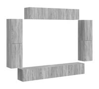 HETFTJN Ensemble Meuble TV Mural 8 Pièces, Meuble Télévision Suspendu pour Salon, Grand Espace de Rangement Modulaire avec Portes, Style Contemporain, Gris Sonoma