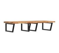 HETFTJN Étagère de lavabo murale en bois d'acacia et acier - 120 x 60 x 4 cm - Étagère de salle de bain moderne - Peu encombrante - Pour petites salles de bains et WC d'invités