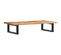 HETFTJN Étagère de Vasque Murale en Bois d'Acacia Massif et Acier Noir, Plan de Toilette Suspendu 100 x 40 cm pour Lavabo de Salle de Bain, Console Industrielle Solide