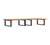 HETFTJN Étagère de Vasque Murale en Bois d'Acacia Massif et Acier Noir, Plan de Toilette Suspendu 120x50 cm, Support de Lavabo Flottant, Console pour Salle de Bain Industrielle