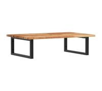HETFTJN Étagère de Vasque Murale en Bois d'Acacia Massif et Acier Noir, Plan de Travail de Lavabo Suspendu pour Salle de Bain, Console Industrielle 100 x 50 cm