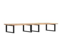 HETFTJN Étagère de Vasque Murale en Bois d'Acacia Massif et Acier Noir, Plan de Travail Suspendu pour Lavabo de Salle de Bain, Console Industrielle 160x50x2cm avec 4 Supports