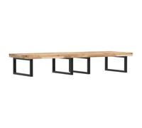 HETFTJN Étagère de Vasque Murale en Bois d'Acacia Massif et Acier, Plan de Travail Suspendu 140x50 cm pour Lavabo de Salle de Bain, Console Industrielle avec 4 Supports