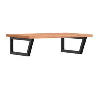 HETFTJN Étagère de Vasque Murale en Bois de Hêtre Massif et Acier Noir, Plan de Travail de Salle de Bain Suspendu pour Lavabo Simple, Console de Meuble Flottant, 80 x 55 cm