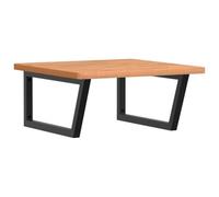 HETFTJN Étagère de Vasque Murale en Bois Massif de Hêtre et Acier Noir, Plan de Travail Suspendu pour Salle de Bain, Support de Lavabo Flottant Non Percé, 60x60x2,5 cm