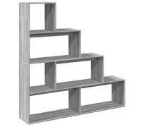 HETFTJN Étagère séparatrice de pièce 4 Niveaux, Bibliothèque Design escalier, Meuble de Rangement Multifonctionnel en Bois d'ingénierie, Gris Sonoma, 143,5 x 29 x 143,5 cm