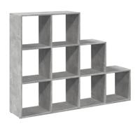 HETFTJN Étagère séparatrice de pièce à 3 Niveaux, Bibliothèque cubique avec 9 Compartiments, Meuble de Rangement escalier en Bois d'ingénierie, Gris béton, 137,5x29x103,5 cm