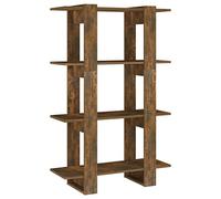 HETFTJN Étagère sur pied, en bois de chêne fumé, 80 x 30 x 123,5 cm, bibliothèque et séparateur de pièce au design classique, espace de rangement robuste pour salon, couloir, bureau et plus encore