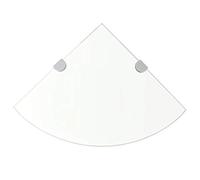 HETFTJN Étagères d'angle Lot de 2 en Verre Trempé 35x35 cm - Tablettes Murales Transparentes 8 mm pour Salle de Bain, Cuisine et Salon avec Supports de Fixation Inclus