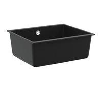 HETFTJN Évier d'angle noir 530 x 460 mm en 80 % granit quartz, 20 % résine, design moderne, résistant à la chaleur jusqu'à 280 °C, durable et résistant aux rayures, pour une cuisine contemporaine