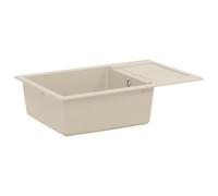 HETFTJN Évier de cuisine, beige, 780 x 500 mm, composé de 80 % de quartz et 20 % de résine, design moderne, résistant aux températures jusqu'à 280 °C, avec panier d'évacuation pour cuisines