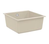 HETFTJN Évier de cuisine, beige, granit, 430 x 460 mm, design moderne, robuste, 80 % quartz, 20 % résine, encastrable avec grille de corbeille à déchets, pour cuisines contemporaines
