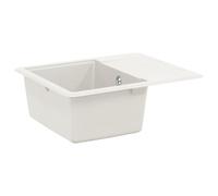 HETFTJN Évier de cuisine blanc 560 x 460 mm en 80 % quartz et 20 % résine - Design rectangulaire moderne - Robuste - Résistant aux rayures et à la chaleur jusqu'à 280 °C - Pour les cuisines