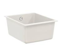 HETFTJN Évier de cuisine en granit blanc 370 x 460 mm 80 % quartz 20 % résine Design moderne robuste et résistant à la chaleur jusqu'à 280 °C Évier d'angle pour petites cuisines