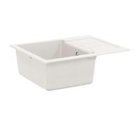 HETFTJN Évier de cuisine moderne blanc 620 x 500 mm en 80 % quartz et 20 % résine résistant à la chaleur jusqu'à 280 °C Design résistant aux rayures et aux taches pour les cuisines contemporaines