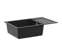 HETFTJN Évier de cuisine noir 780 x 500 mm en 80 % quartz et 20 % résine - Design moderne - Résistant à la chaleur jusqu'à 280 °C - Bassin d'angle supérieur pour cuisines contemporaines, appartements