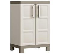 HETFTJN Excellence Armoire de rangement compacte 97 cm avec 2 étagères verrouillables pour garage, maison et jardin, beige, taupe