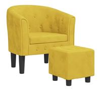 HETFTJN Fauteuil Cabriolet avec Repose-Pied Salon Velours Jaune - Chaise de Chambre Design Moderne avec Pouf, Fauteuil d'Appoint Rembourré Confortable pour Bureau et Coiffeuse