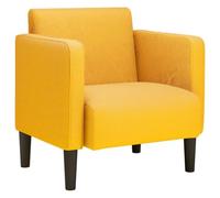 HETFTJN Fauteuil Cabriolet Velours Côtelé Jaune Chaise Salon Moderne Accoudoirs Contreplaqué Bureau Chambre Canapé Confortable Assise Mousse Ressorts 69x68x74,5 cm
