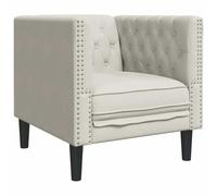 HETFTJN Fauteuil Chesterfield en Velours Crème, Fauteuil de Salon Capitonné avec Pieds Robustes, Chaise de Canapé Confortable pour Salon, Chambre et Bureau, 71 x 74,5 x 70,5 cm