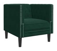 HETFTJN Fauteuil Chesterfield en Velours Vert Foncé, Chaise de Salon Confortable avec Pieds en Bois Massif et Dossier Capitonné pour Chambre et Bureau, 71 x 74,5 x 70,5 cm