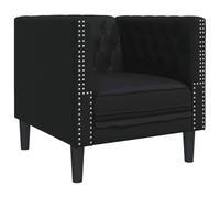 HETFTJN Fauteuil Chesterfield Noir en Similicuir Capitonné, Chaise de Salon Confortable, Fauteuil Club Monoplace Vintage pour Séjour, Bureau et Chambre, 71 x 74,5 x 70,5 cm