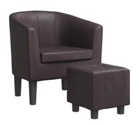 HETFTJN Fauteuil club avec repose-pieds - 70 x 56 x 68 cm - En cuir synthétique - Marron - Design moderne - Structure en bois robuste - Charge maximale : 110 kg - Petit fauteuil de lecture - Pour