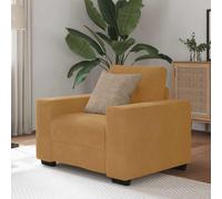 HETFTJN Fauteuil club en velours marron 100 x 78 x 80 cm avec assise de 60 cm de large - Fauteuil de lecture confortable avec accoudoirs en bois pour petit salon, chambre d'adolescent, chambre à