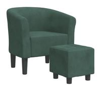HETFTJN Fauteuil club en velours vert foncé avec tabouret 70 x 56 x 68 cm - Petit fauteuil de salon avec structure en bois robuste - Fauteuil de lecture confortable pour salon, chambre, bureau, balcon