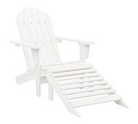 HETFTJN Fauteuil de jardin avec repose-pieds en bois dur - Blanc - 70 x 153 x 88 cm - Chaise de balcon massive avec finition résistante aux intempéries - Look vintage - Pour jardin, terrasse, balcon