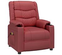 HETFTJN Fauteuil de relaxation bordeaux 78,5 x 95,5 x 100 cm en cuir synthétique et bois métallique, fonction inclinable manuelle sur 3 positions, peu encombrant, petit fauteuil lounge pour salon