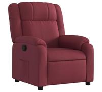 HETFTJN Fauteuil de relaxation en tissu bordeaux, 77 x 95 x 99 cm, fonction couchée manuelle, rembourrage épais jusqu'à 135 °, avec poche latérale, fauteuil pour salon, chambre à coucher, bureau