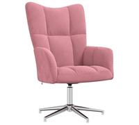 HETFTJN Fauteuil de relaxation pivotant en velours rose 62 x 68 x 91 cm avec design matelassé et structure en acier pour salon, chambre à coucher, couloir, petit balcon