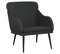 HETFTJN Fauteuil de Salon Noir 63x76x80 cm en Similicuir, Chaise de Relaxation Confortable avec Cadre en Métal et Siège Rembourré pour Bureau, Chambre et Espace Détente