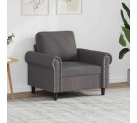 HETFTJN Fauteuil en cuir synthétique gris 92 x 77 x 80 cm avec structure en métal - Design moderne - Fauteuil de lecture confortable - Petit canapé pour salon, chambre d'adolescent, balcon et bureau