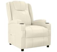 HETFTJN Fauteuil Inclinable Manuel de Relaxation Salon, Chaise Inclinable en Similicuir Blanc Crème avec 2 Porte-Gobelets, Dossier et Repose-Pied Réglables pour Cinéma Maison et Bureau