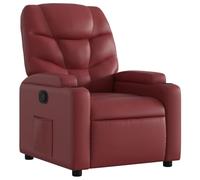HETFTJN Fauteuil Inclinable Manuel en Similicuir Rouge Bordeaux - Chaise de Salon Confortable avec Repose-Pieds Réglable, 2 Porte-Gobelets et Poche Latérale pour Bureau et Cinéma Maison
