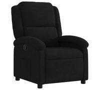 HETFTJN Fauteuil Inclinable Manuel en Velours Noir - Chaise Relax de Salon avec Repose-Pieds Réglable à 135 Degrés, Dossier Rembourré et Poche Latérale pour Bureau et Chambre