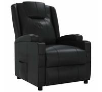 HETFTJN Fauteuil Inclinable Noir en Similicuir - Fauteuil de Salon Manuel Réglable 3 Positions avec 2 Porte-Gobelets, Repose-Pied et Dossier Rembourrés pour Bureau, Cinéma Maison et Relaxation